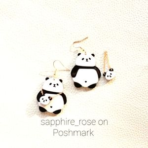 Adorable Panda Earrings Womens Acrylic Panda Bear Dangle Endangered Animals New